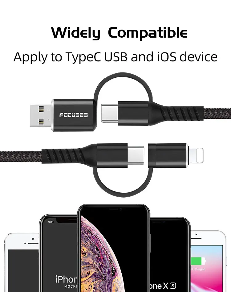 4 in 1 USB Data Charge Cables For IOS For Android For type C - ANKUX.COM