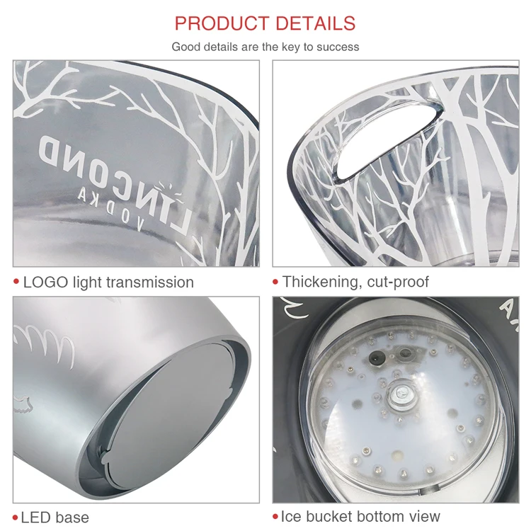 Free Sample Oem Illuminated Led Ice Bucket Wine Bucket With Waterproof