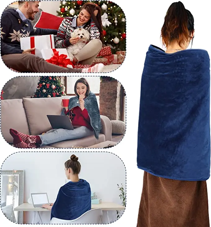 Electric Wearable Fleece Blanket With Sleeves Usb Heated Snuggle Throw ...