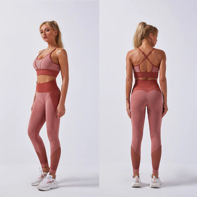 Dropshipping OEM OEM 2020 High Waist gym knit cross-border European and American Amazon hot style sports bra vest yoga suit