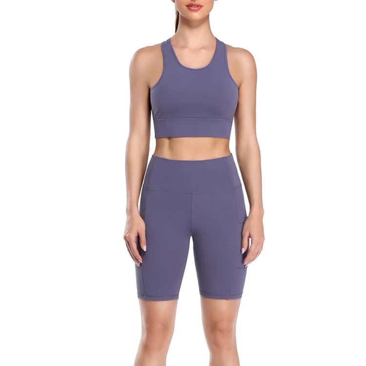 Gym Wear Workout Clothing Sports Fitness Bra Yoga Shorts Suit Set Women ...