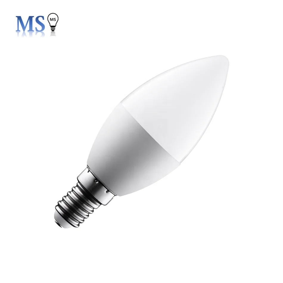 New design 3W white&transparent shell PC plastic body lamp LED candle light bulb