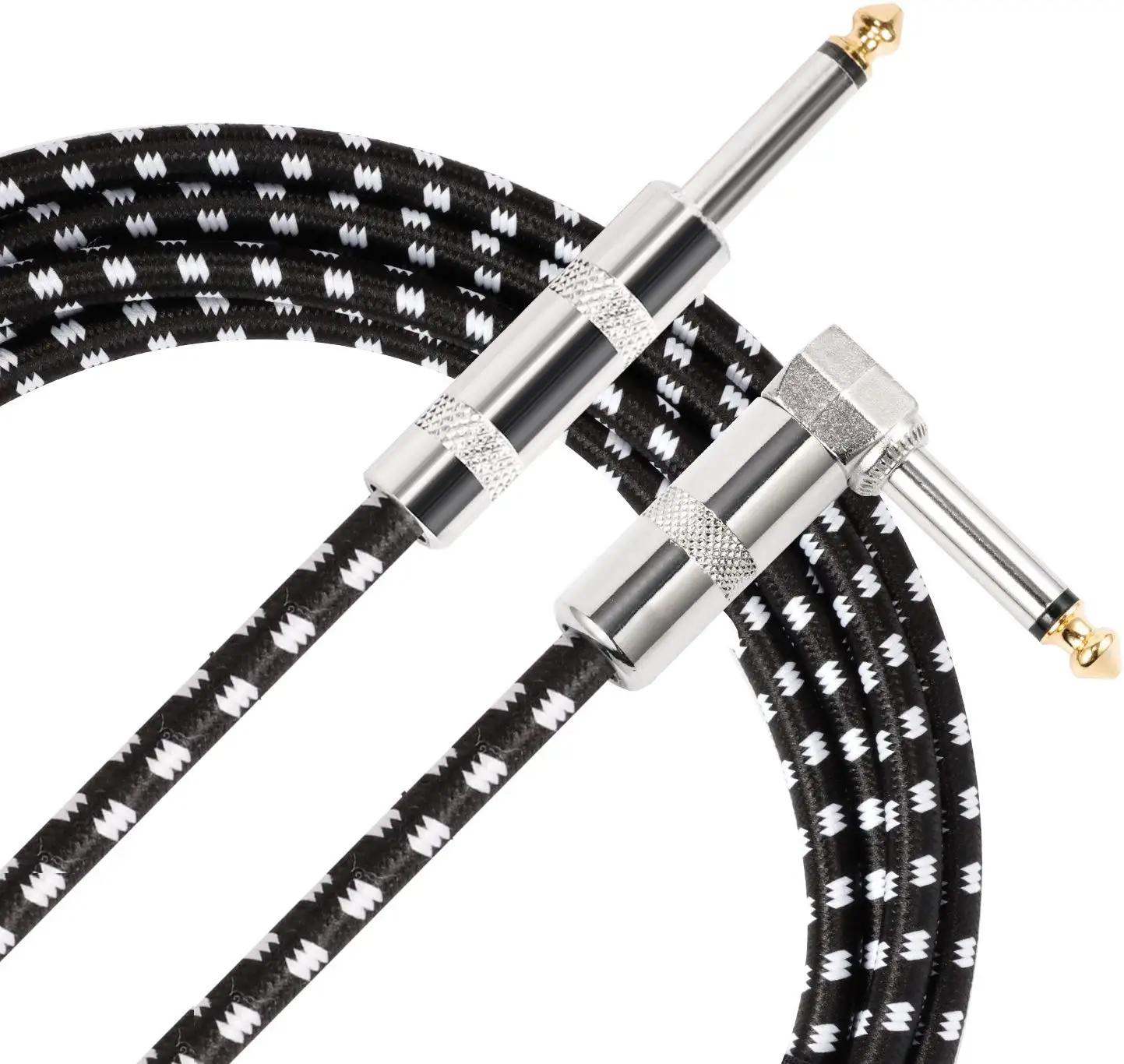 High End 3m 10FT Woven Right Angle 6.35mm Electric Guitar Patch Cable