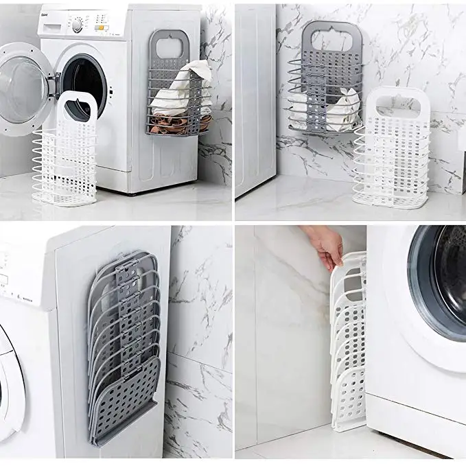 Hanging Laundry Basket With Handle Plastic Collaspable Tall Laundry