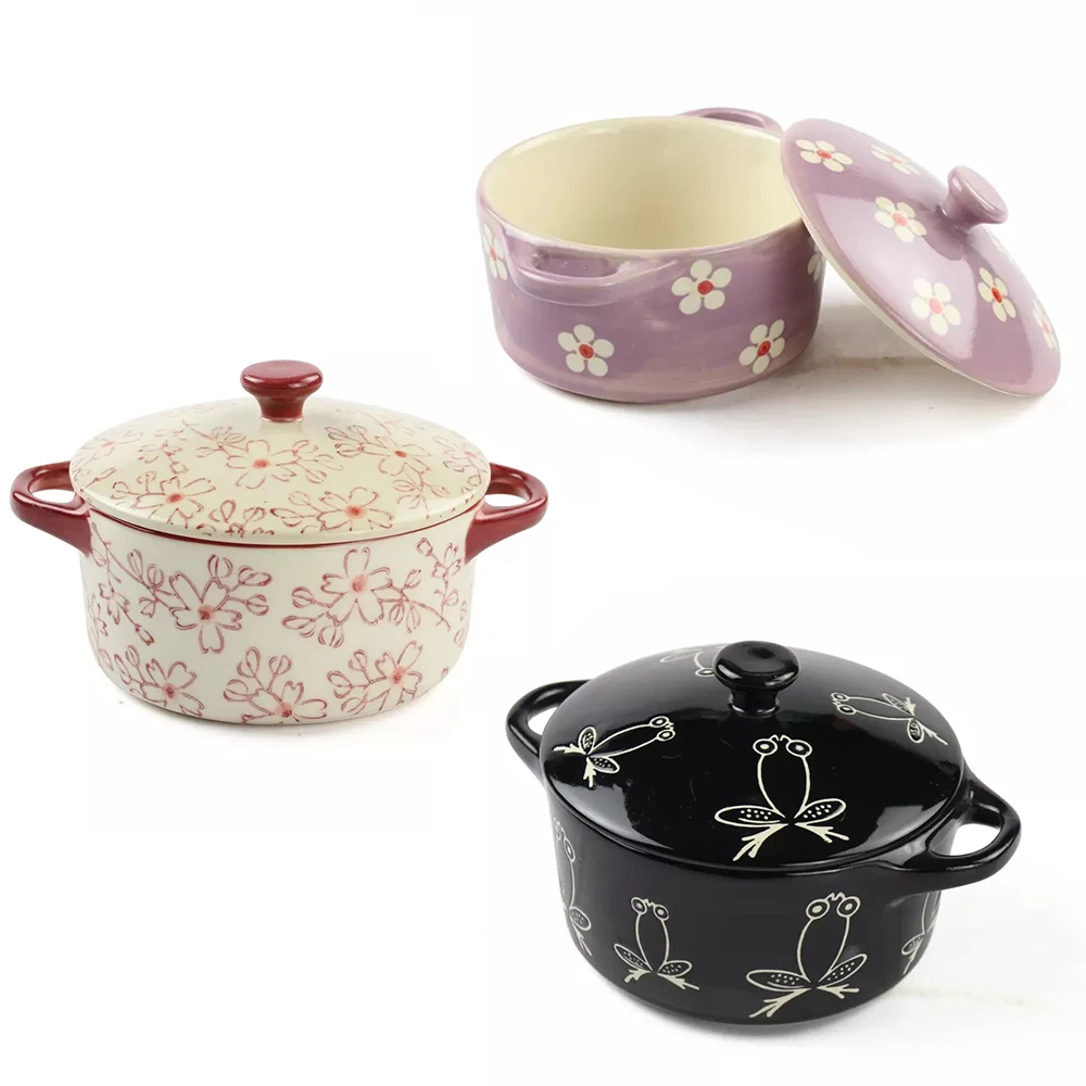 Mini Cute Insulated Casserole Dish Restaurant Kitchenware Ceramic Food Soup Pots Baking Pudding