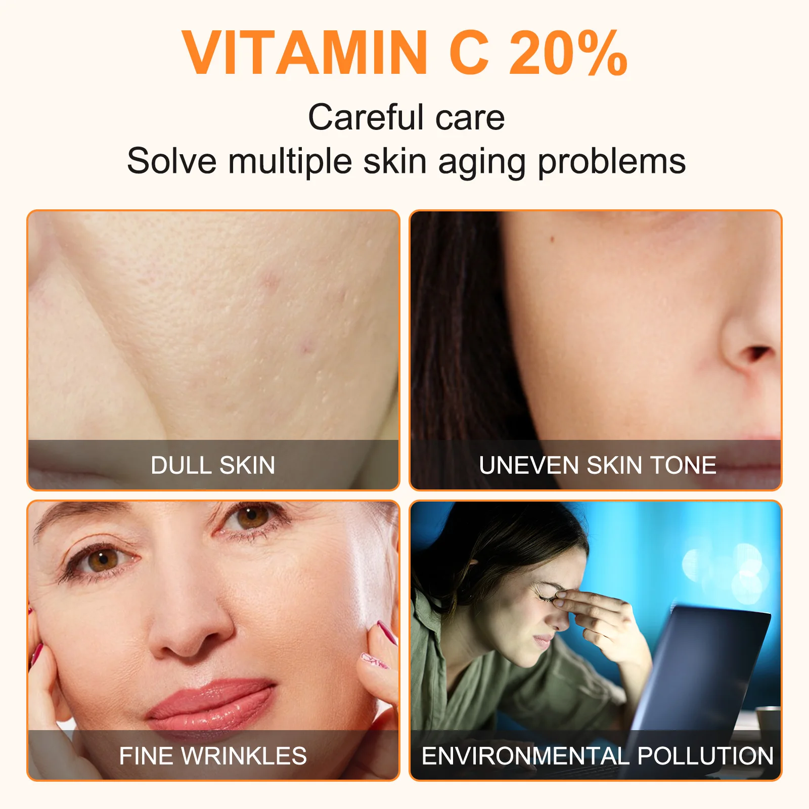 100% Pure Vitamin C Serum With Hyaluronic Acid & Vitamin E – Organic Anti-Aging Face Serum, 1 Fl Oz