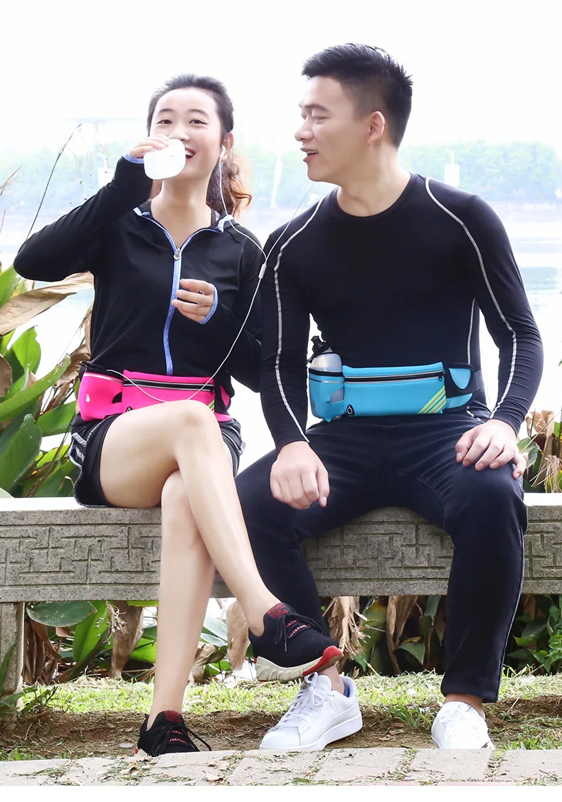 VANNO Men Women Sports Elastic Fanny Pack Running Belt Waist Bag with Water Bottle Holder