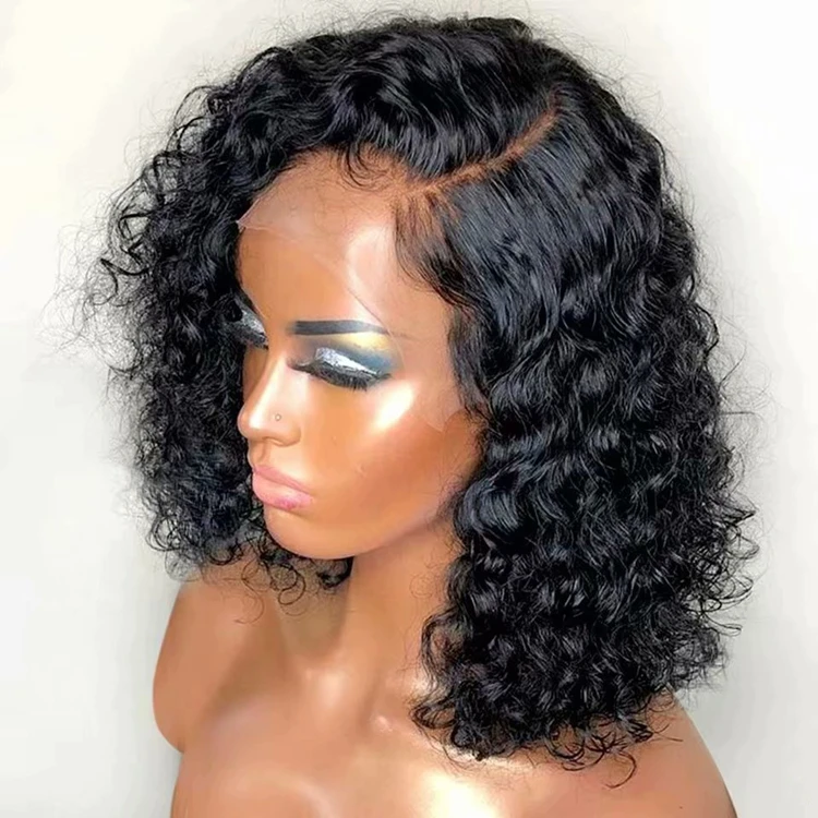 Fast Shipping Short Curly Bob Side Part Wholesale Virgin Hair Wig ...