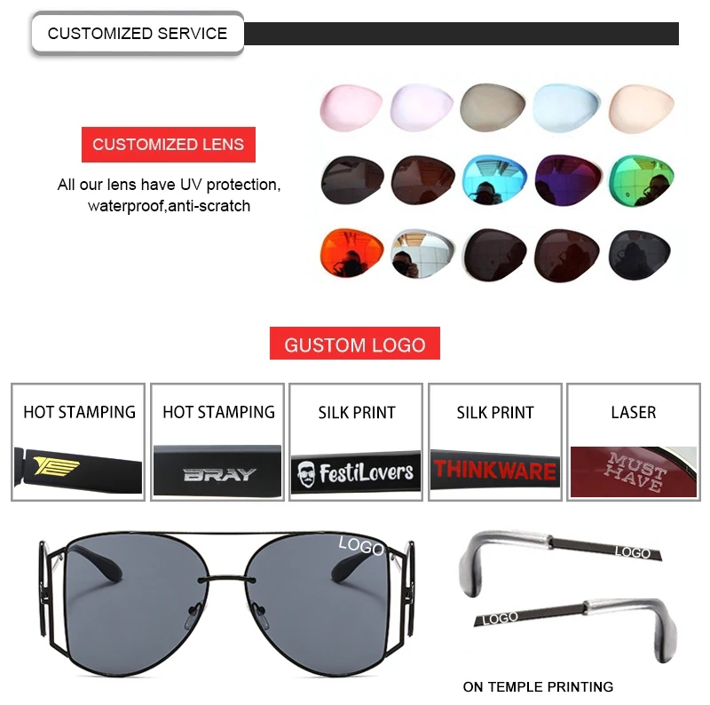 New Arrivals Punk Metal Glasses Oversized Fashion Men Women Unisex Sunglasses