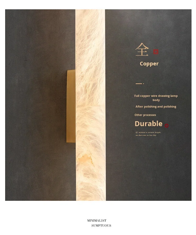 product cross border popular light luxury all copper marble led wall lamp new chinese mid century style natural marble wall mounted-2