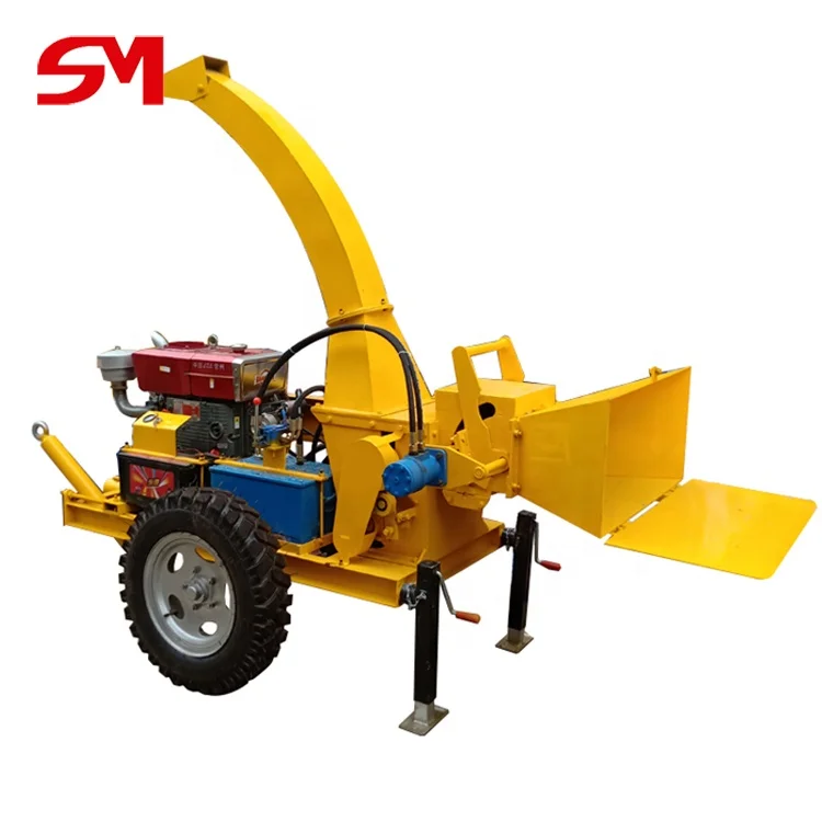 High-Efficiency And Energy-Saving Diesel Wood Chipper Shredder 15 Hp