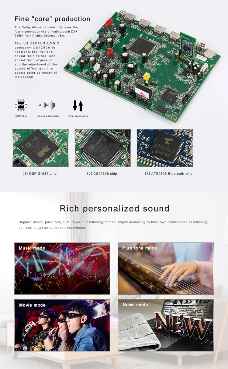 2019 new virtual 5.1 7.1 surround sound active amplifier karaoke speaker system