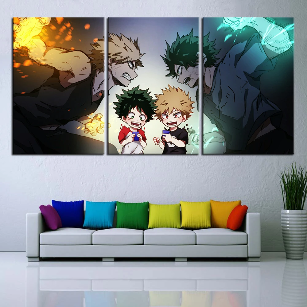 3 Pieces My Hero Academia Anime Painting Wall Art Hd Wallpaper Canvas  Painting Home Decor Oil Painting Murals - Buy Mha Painting,Anime Art,Canvas  Painting Product on 