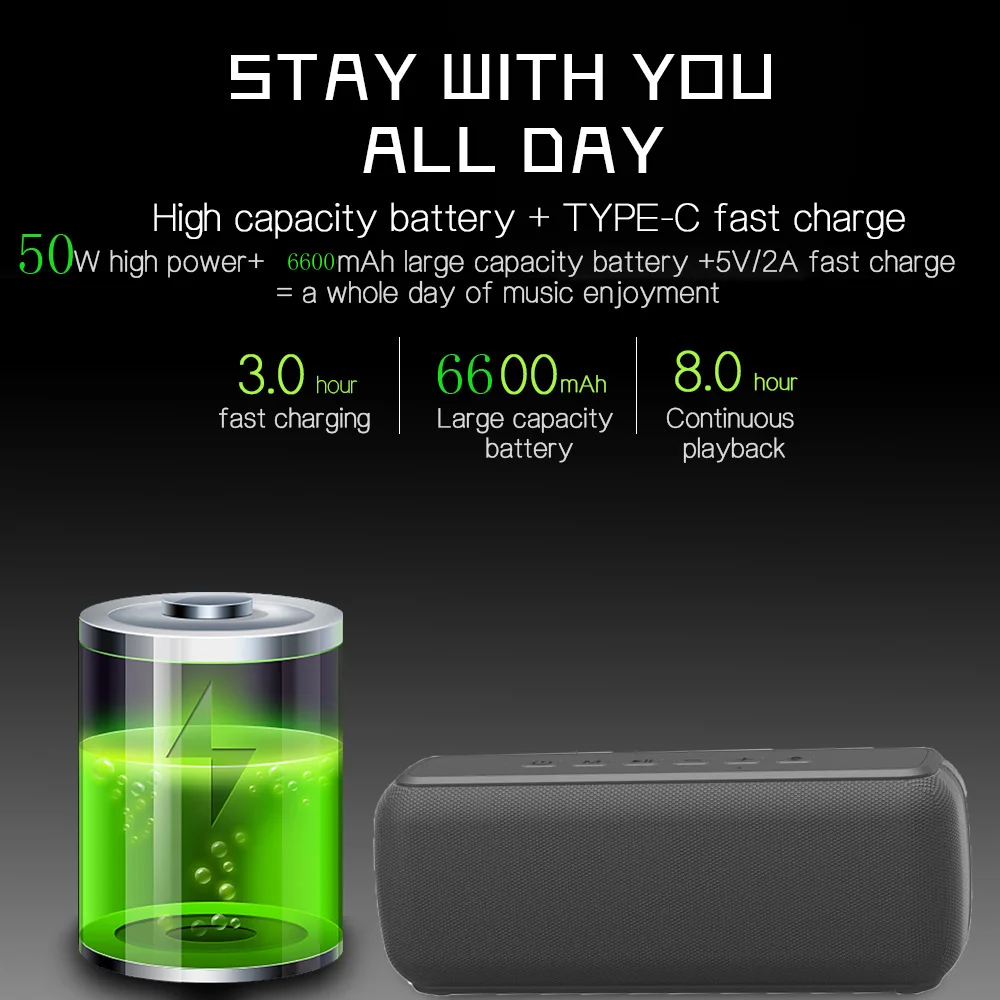 60W 50W IPX5 Waterproof Creative Subwoofers Super Bass Bluetooth Speaker - ANKUX.COM