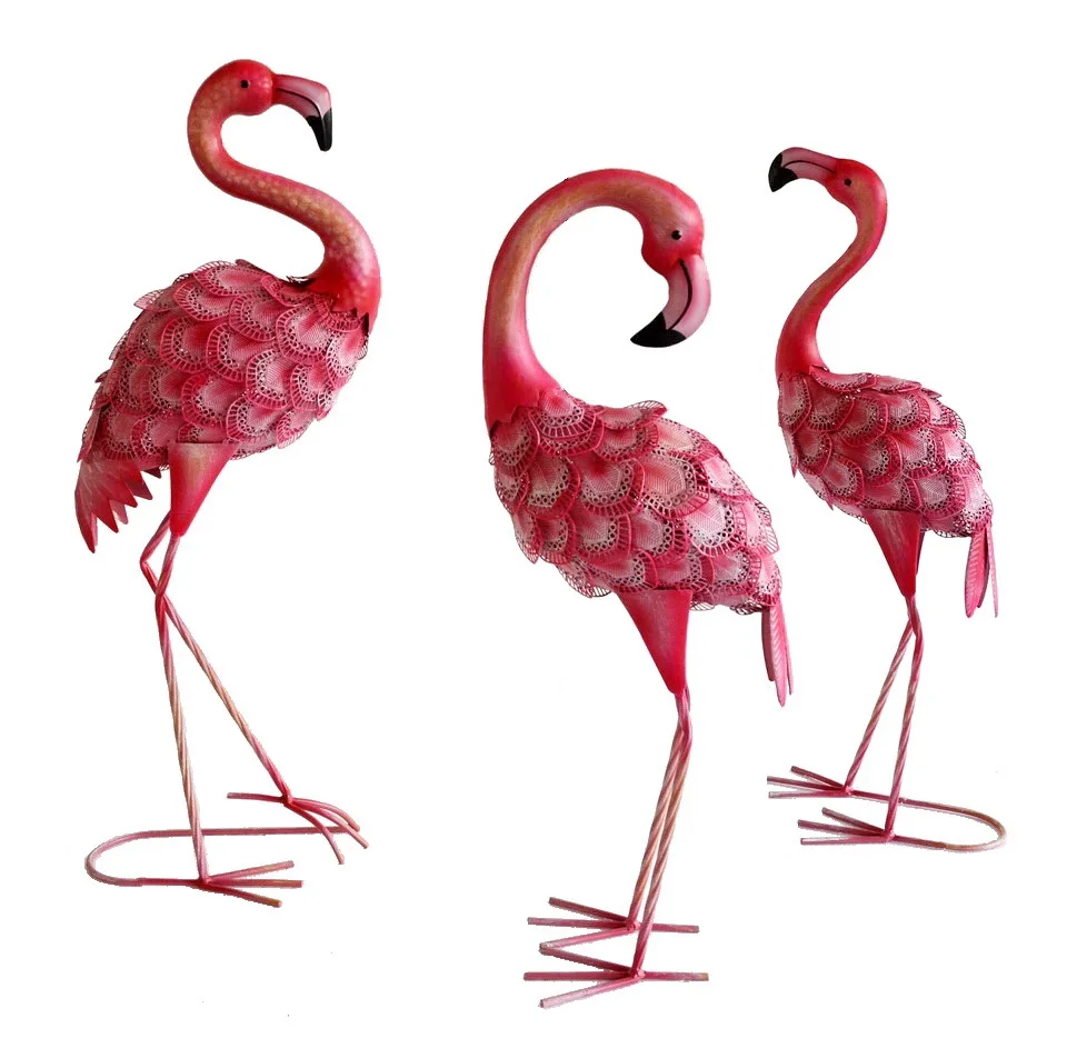 Metal Garden Ornaments Lawn Statue Decoration Pink Flamingo - Buy Pink