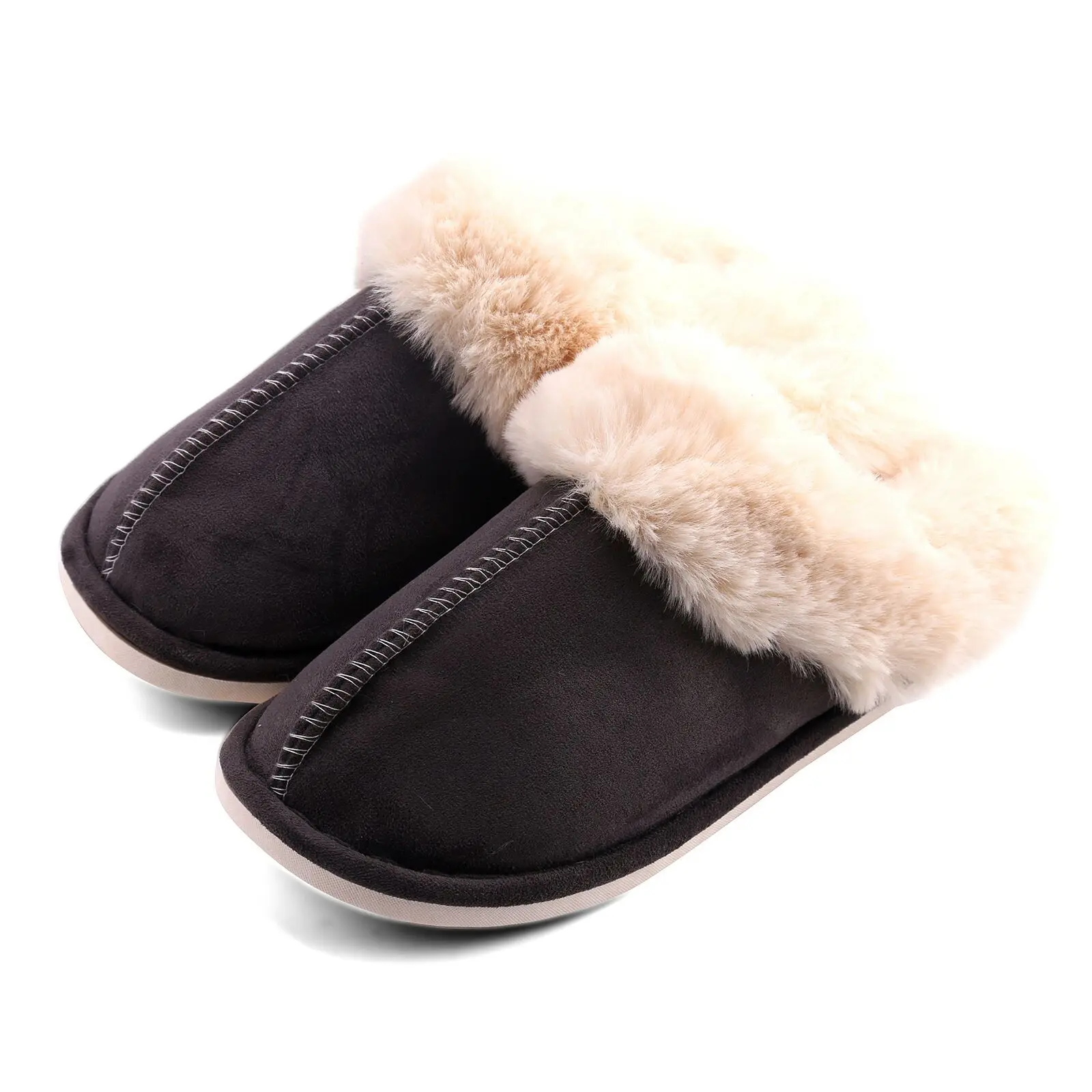 fur slip on slippers
