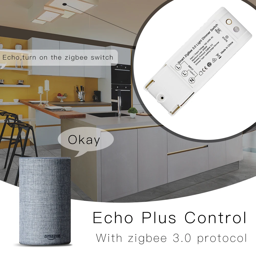 DIY Smart Dimmer Switch Zigbee 3.0 Home AutomationRemote Control Work with Echo Plus Alexa SmartThings Fit for Most Zigbee Hub - ANKUX.COM