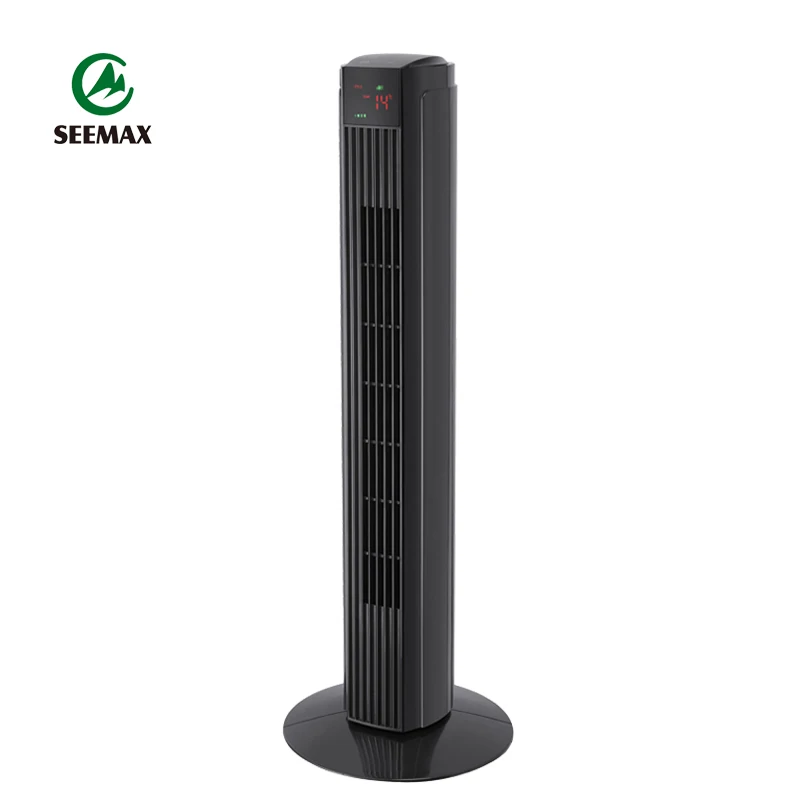 
New Design 32 Inches Black Floor Standing Bladeless Electric Fan Oscillation Cooling Fan Tower Remote Control with Timer 