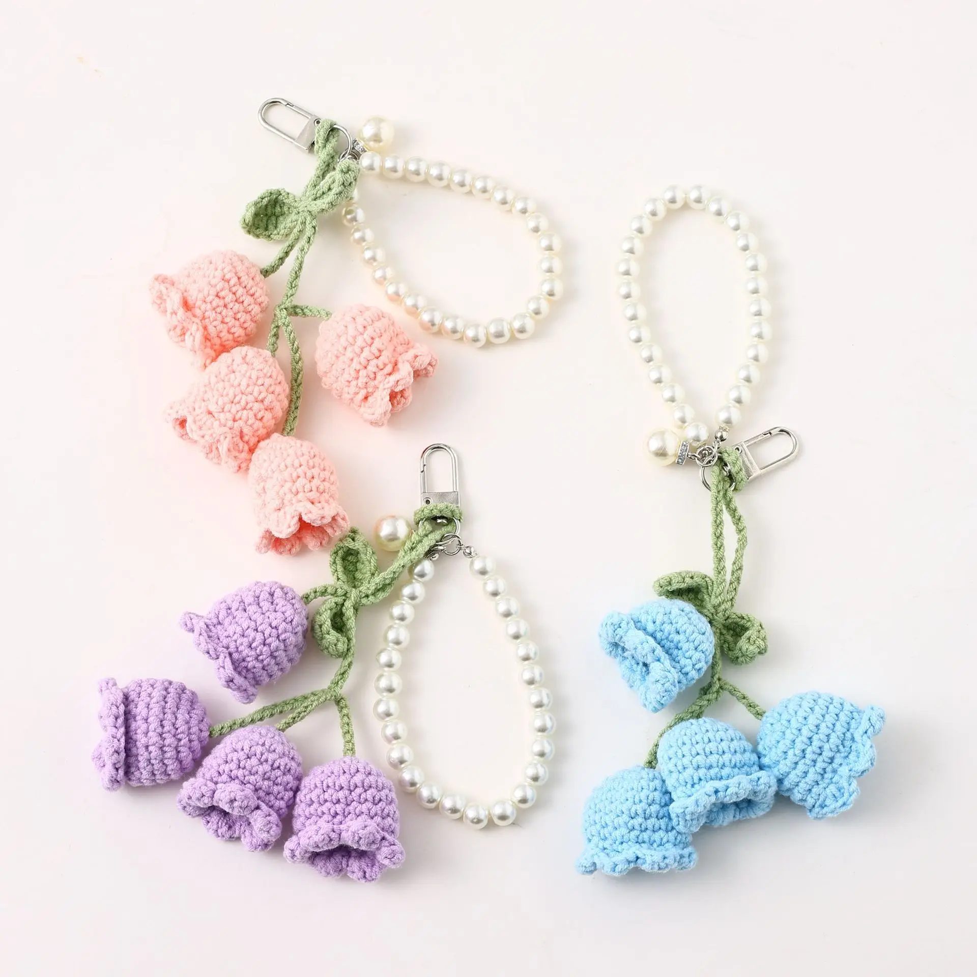 Rohee Keychain Factory Korean Rose Plush Keychain Crochet Rose Flower String Key Chain ...