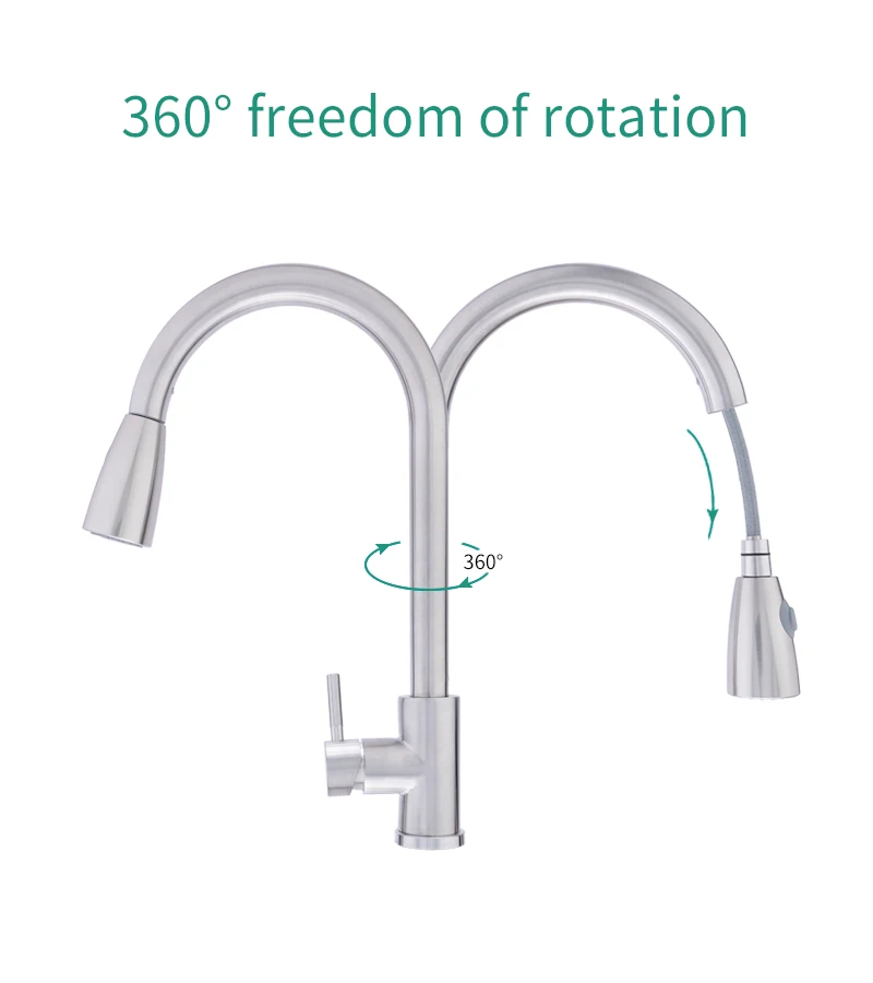 Best price basin faucet home pull down kitchen faucet   Pull Out Sprayer Kitchen Taps 304 stainless steel sink mixer