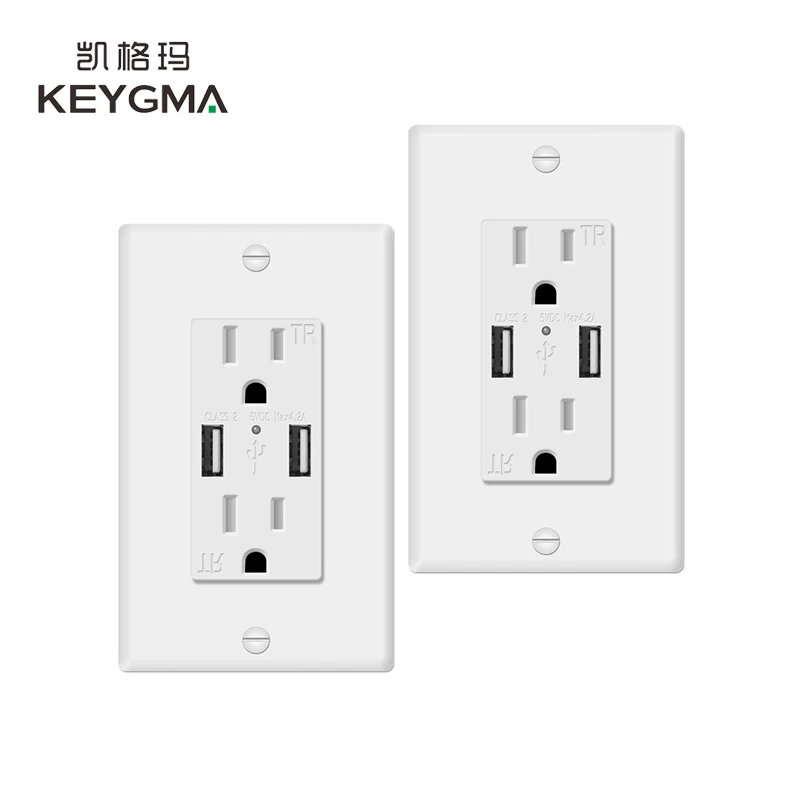 USB Socket Power Electrical Outlets Wall Plate With Led Night Lights