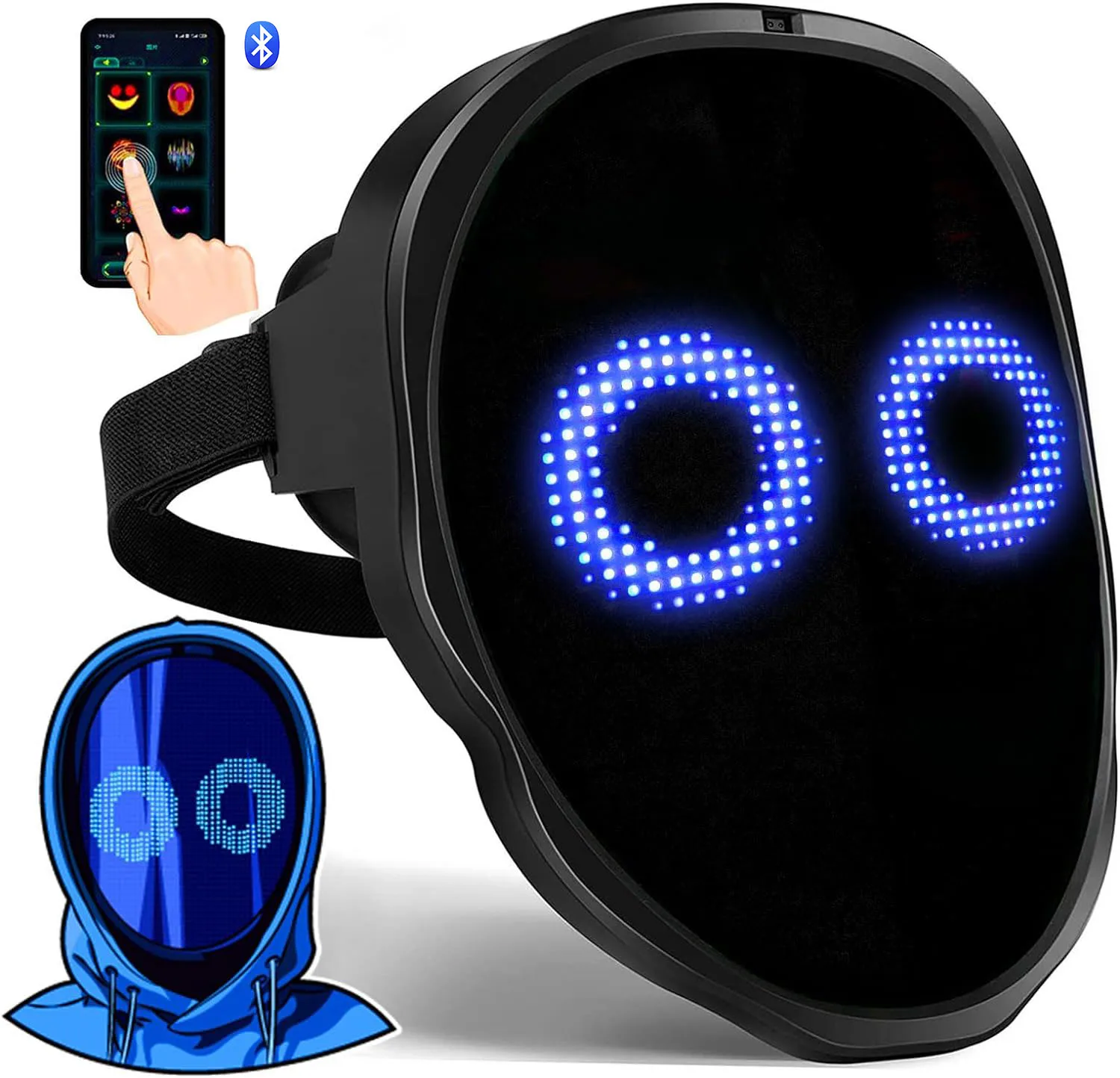App Controlled LED Face Mask - Programmable Digital Luminous Halloween ...