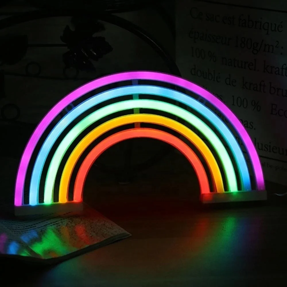 Rainbow Neon Light Wall Lamp Led Usb Battery Operated Night Light Girls ...