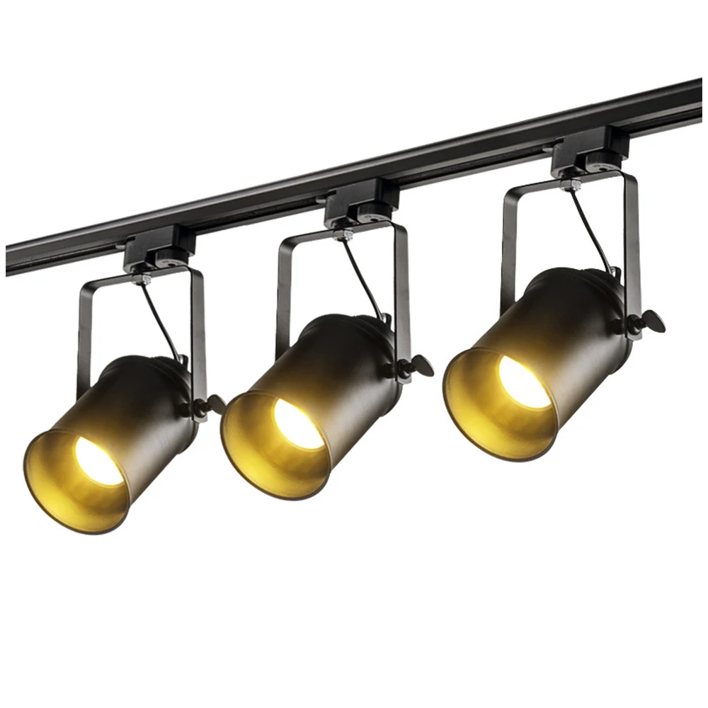 Modern Industrial Retro Track E27 LED Ceiling Track Spotlights for Background Bars Stores and Restaurant