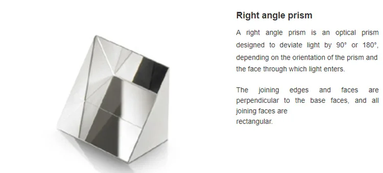Triangular prism Optical Bk7 K9 glass  right angle prism OEM Optical Glass Inner Reflection reversible Right Angle Prism For Lazy Glass