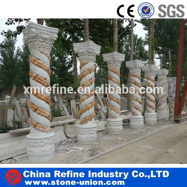 natural stone pillar&column with flower carved.JPG