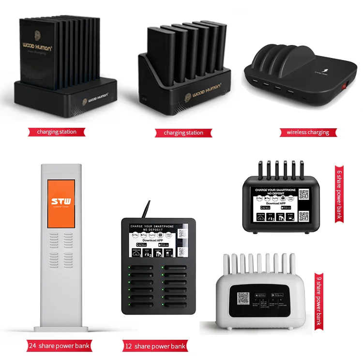 multiple mobile phone rental power bank charging station with 9pcs battery rental for coffee shop restaurant library - ANKUX.COM