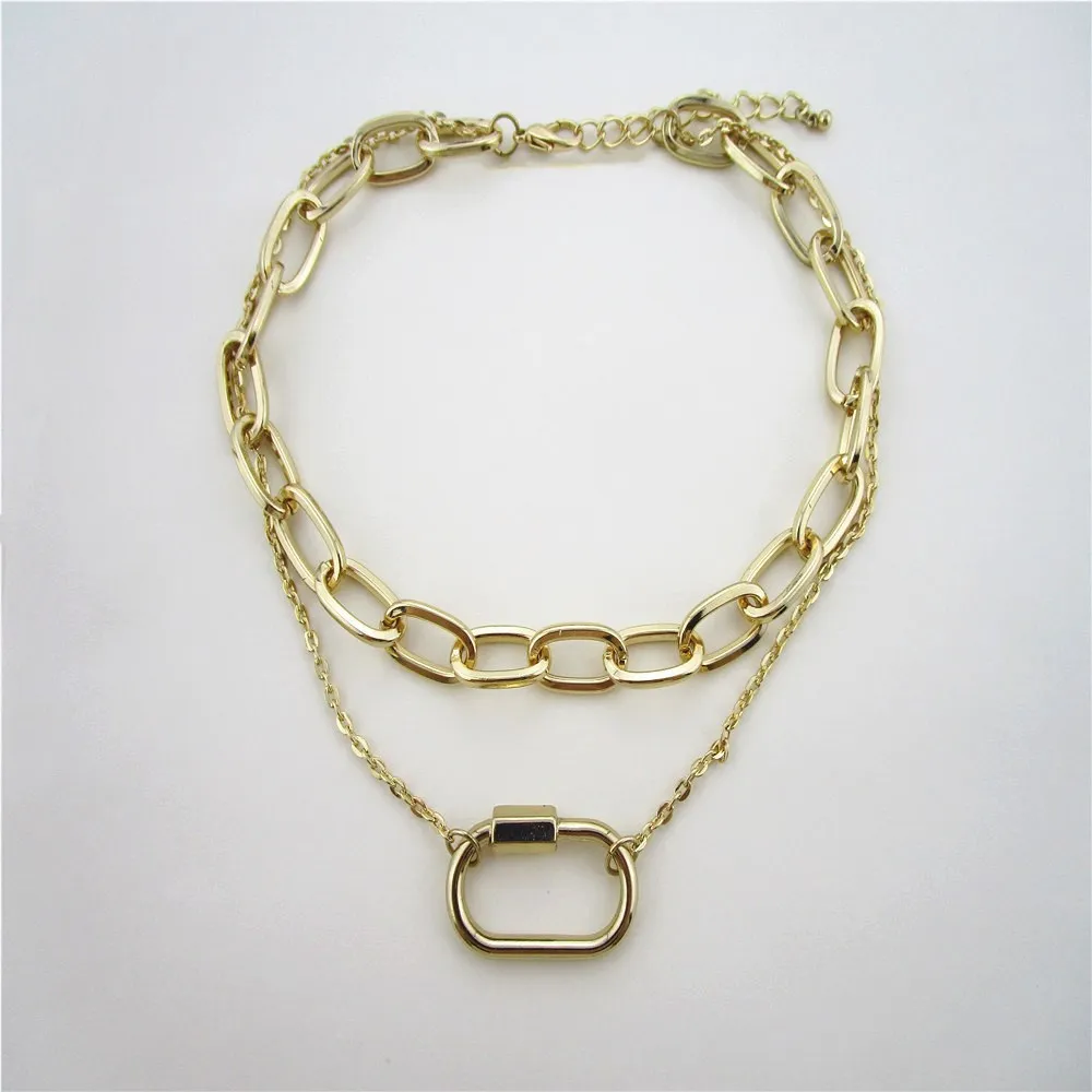 18k镀金项链锁吊坠项链