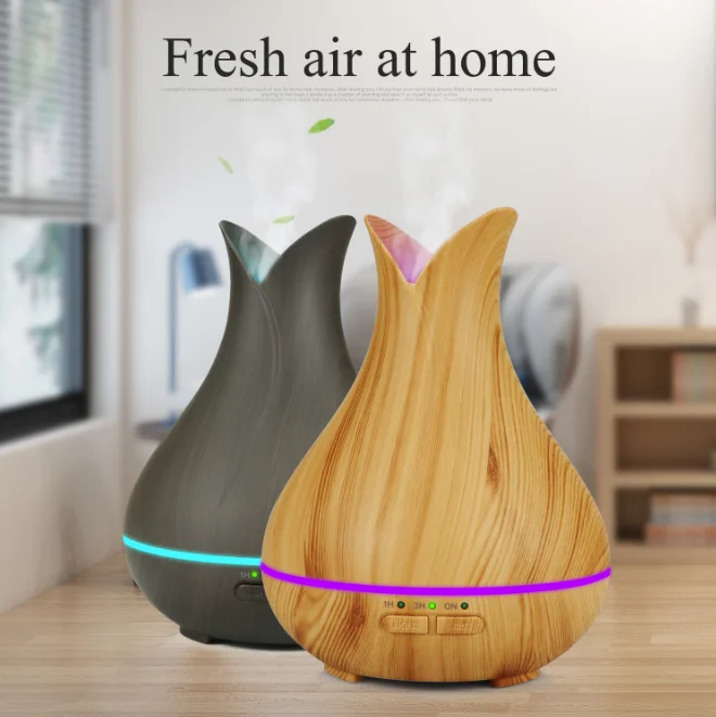 Amazon Hot Sales Ultrasonic Wood Grain 150ml Oil Aroma Humidifier Diffuser Nightlights for Home