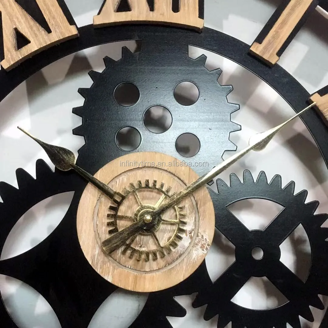 60cm 15.74 In Wall Clock Industrial, Steampunk Style, Gears