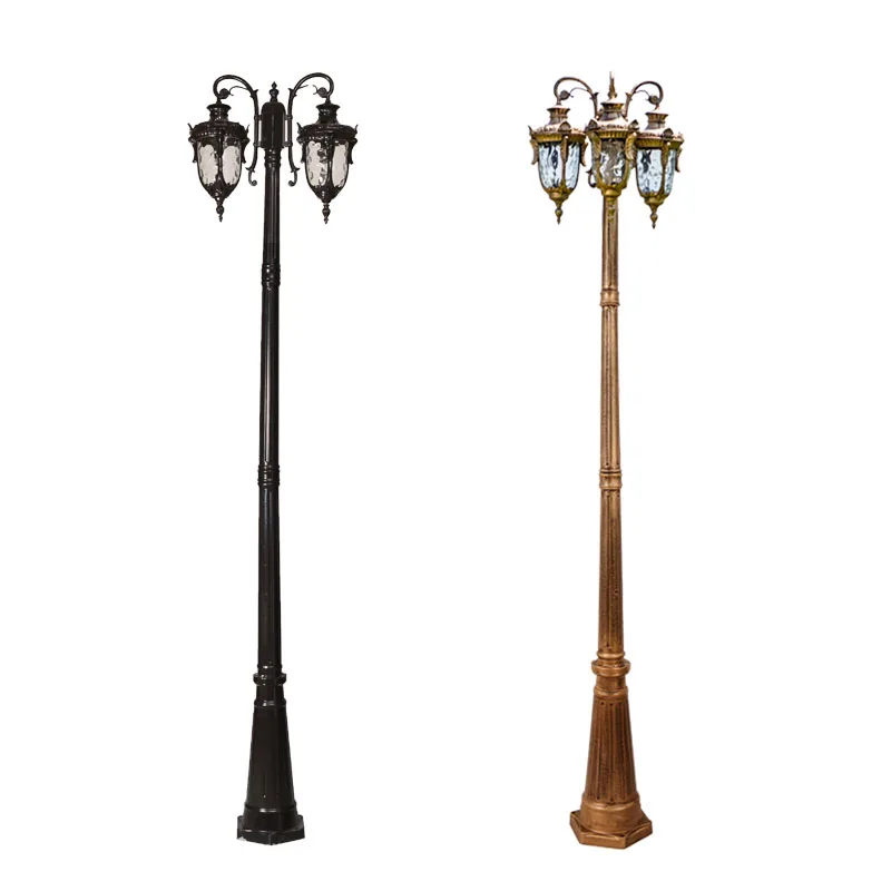 2m 3m height antique cast aluminum led garden post with lamp on top garden light