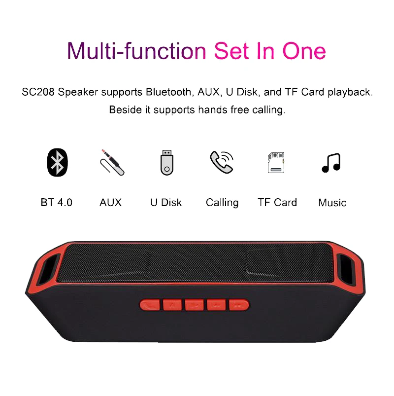 trending products amazon mini Wireless Speaker professional bass blue tooth speaker SC208 - ANKUX.COM
