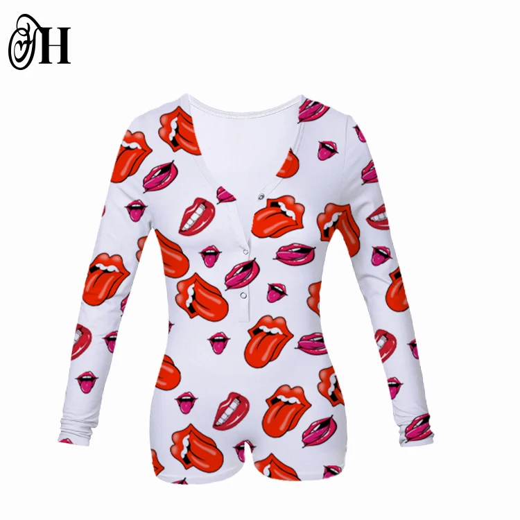 Wholesale Custom Women Onesie Long Sleeve Sexy Rompers Adult Onesie