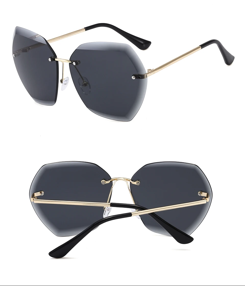204101 Superhot Eyewear 2020 UV400 Oversized Shades Sun glasses Women Female Lady Rimless Sunglass