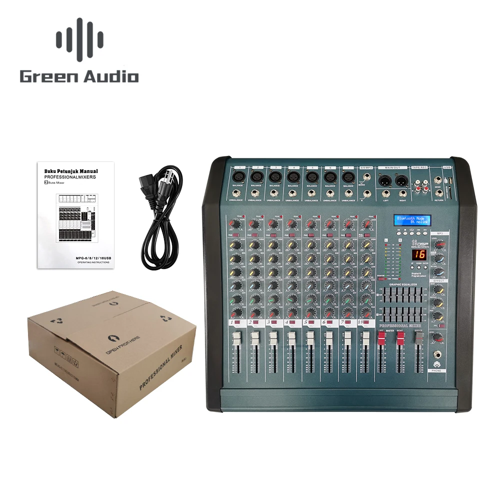 Gax800 8 Channels Power Mixing Console With Amplifier Bt Record 16 Dsp