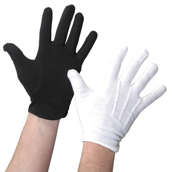 white cotton fingerless gloves