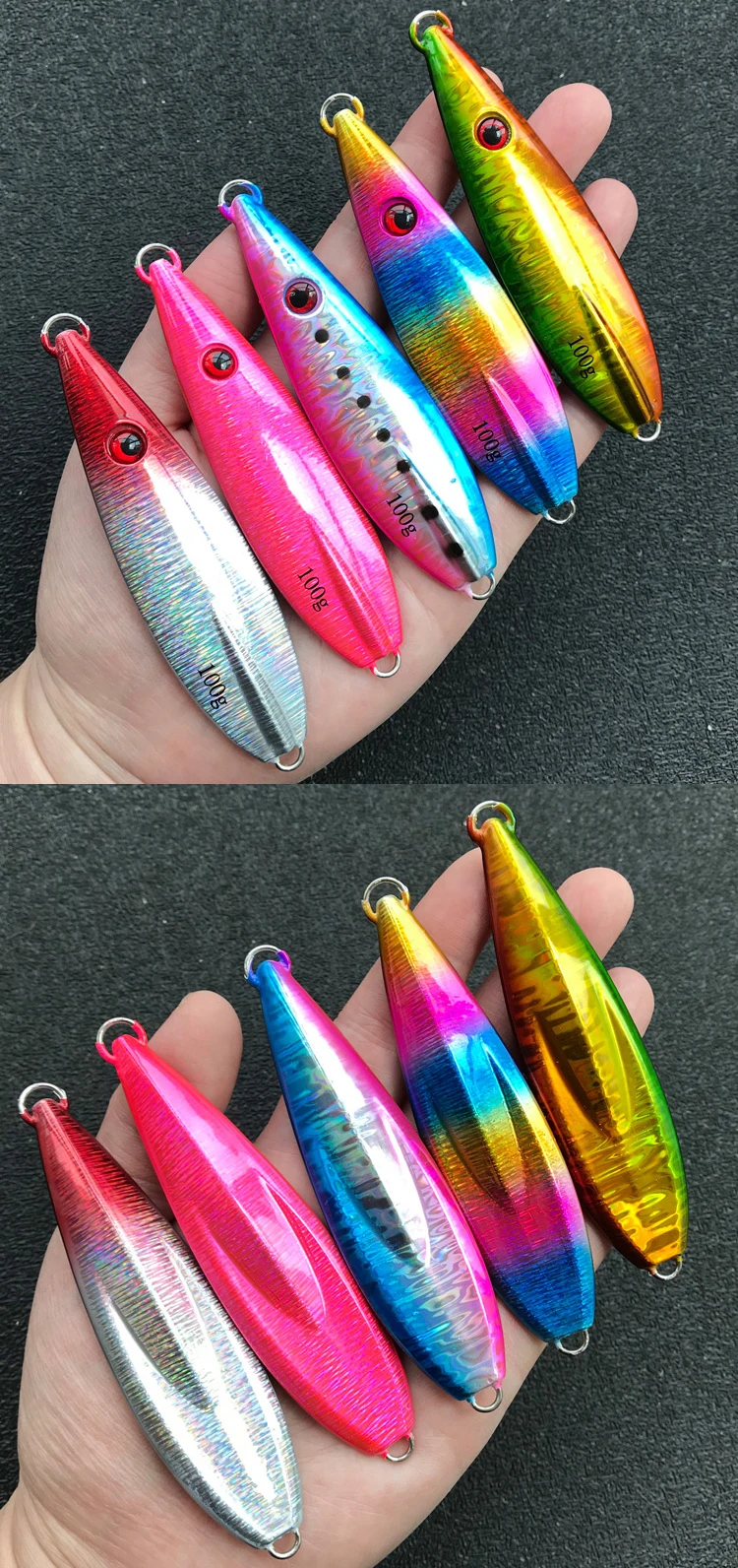48 100g 130g 150g Fish Lure Metal Jig Laser Slow Fall Jigging Lures