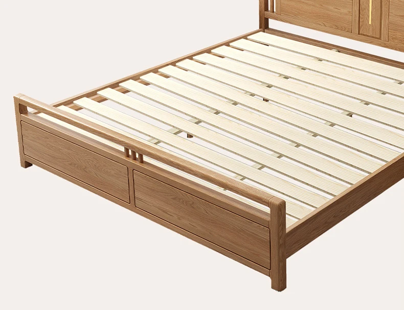 product-2020 multifunctional natural wood color full size soild wooden bed sets luxury bedroom moder-3
