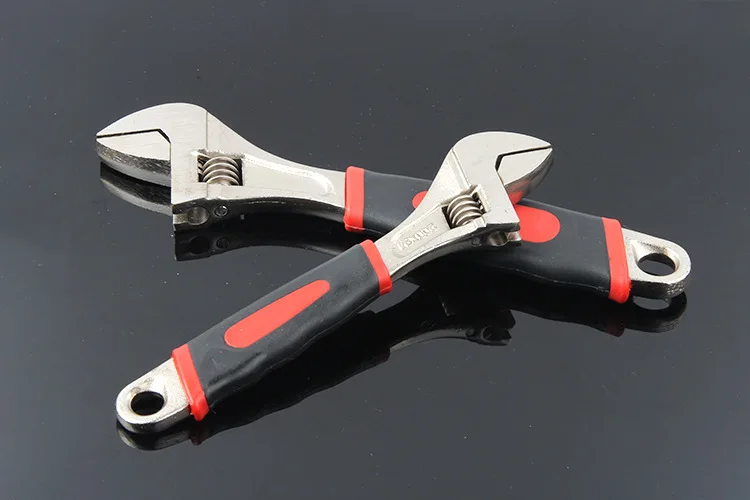 customized nickel plated adjustable wrench handle 8 "10" 12 " adjustable wrench