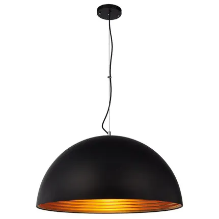 China Wholesale Wrought Black Iron Finish Dome Shape Hanging Pendant Lamp With E27 Edison Lightings