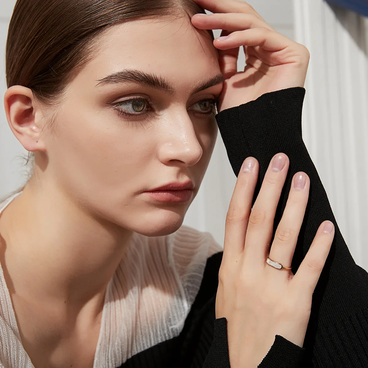 Fashion Tarnish Free Jewelry Stainless Steel Natural Shell Rings 18k