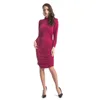 Fashion clothes slim fitted ruffles long sleeve casual women dress