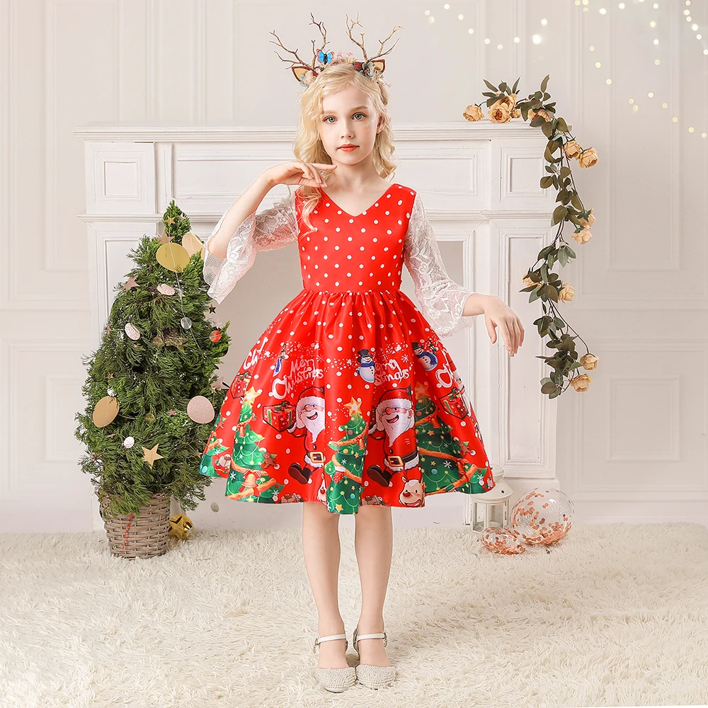 bells christmas dress Girls Santa Jingle Bell Snow Baby Girl Printing Christmas Clothes Princess belle