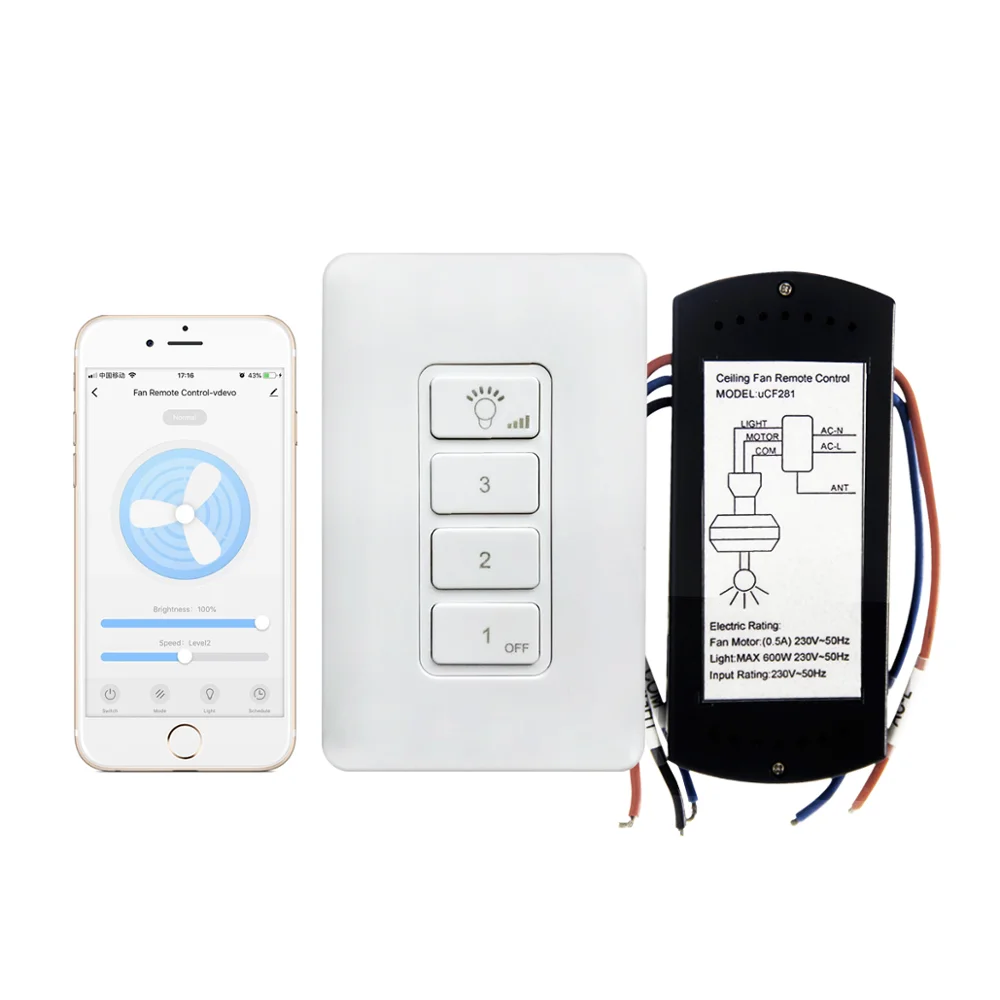 Tuya Available Smart Home Wifi Ceiling Fan Remote Control Kit