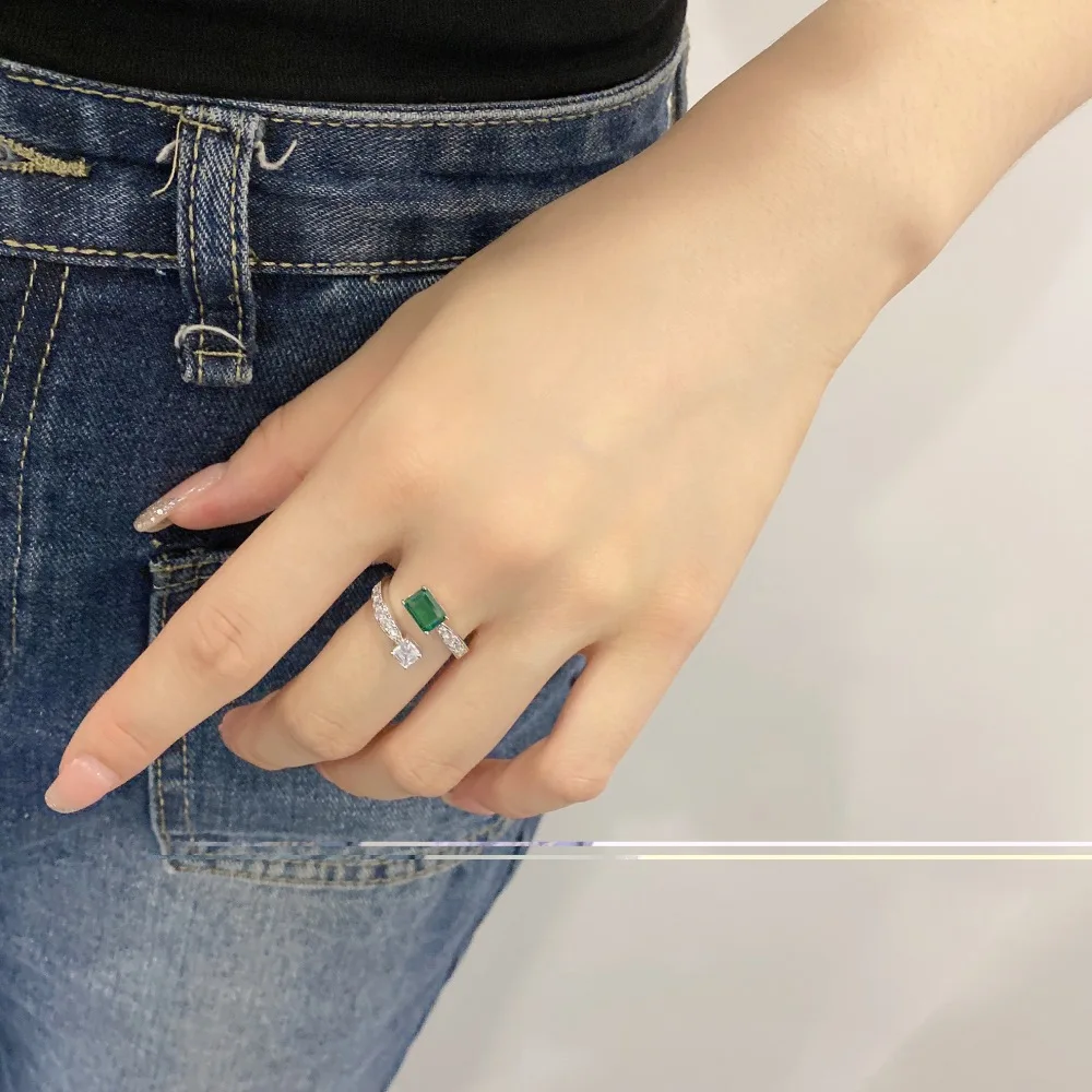 Women's S925 Sterling Silver Ring New Fine Gem Water Drop Geometric Bow Pagoda with Lab Diamond Gemstone Rings