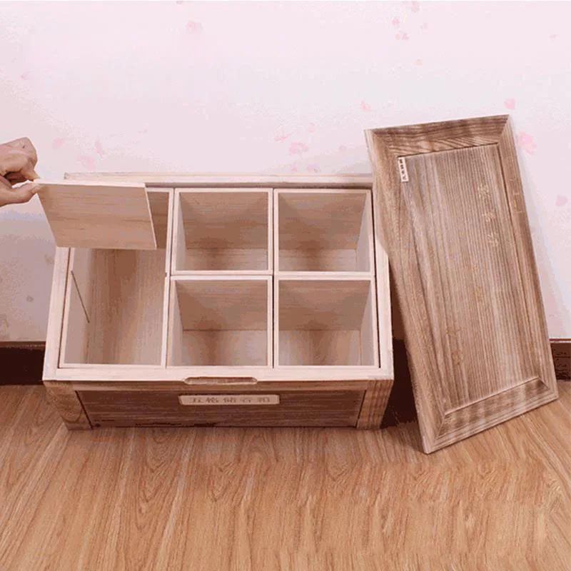 Multigrain Rice Storage Box Solid Wood Divided Grid Rice Box Multi